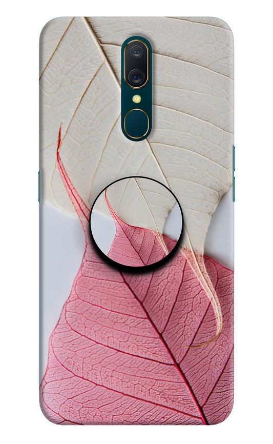 White Pink Leaf Oppo A9 Pop Case by Casekaro