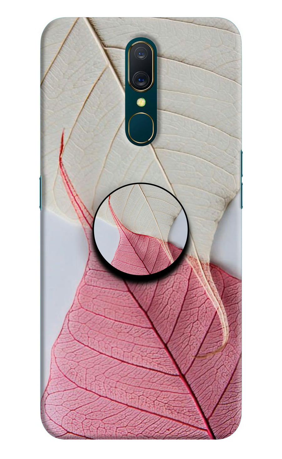 White Pink Leaf Oppo A9 Pop Case, Hard case