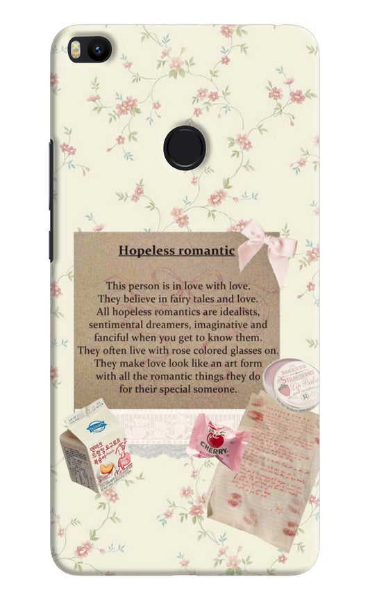 Hopeless Romantic Mi Max 2 Hard Case Back Cover by Casekaro