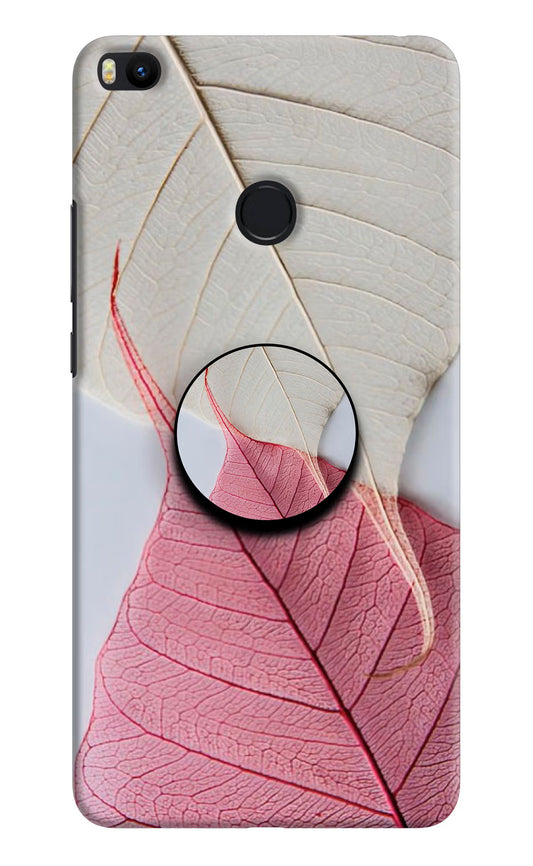 White Pink Leaf Mi Max 2 Pop Case by Casekaro