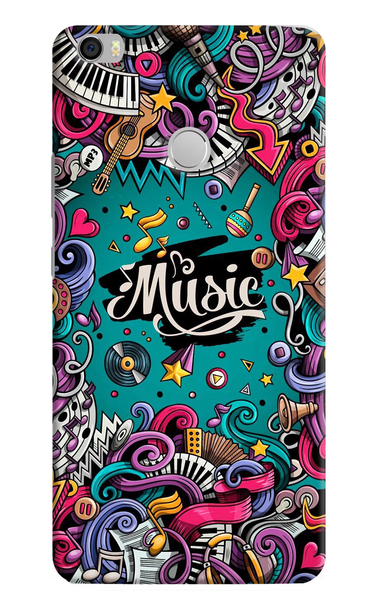 Music Graffiti Mi Max Hard Case Back Cover by Casekaro