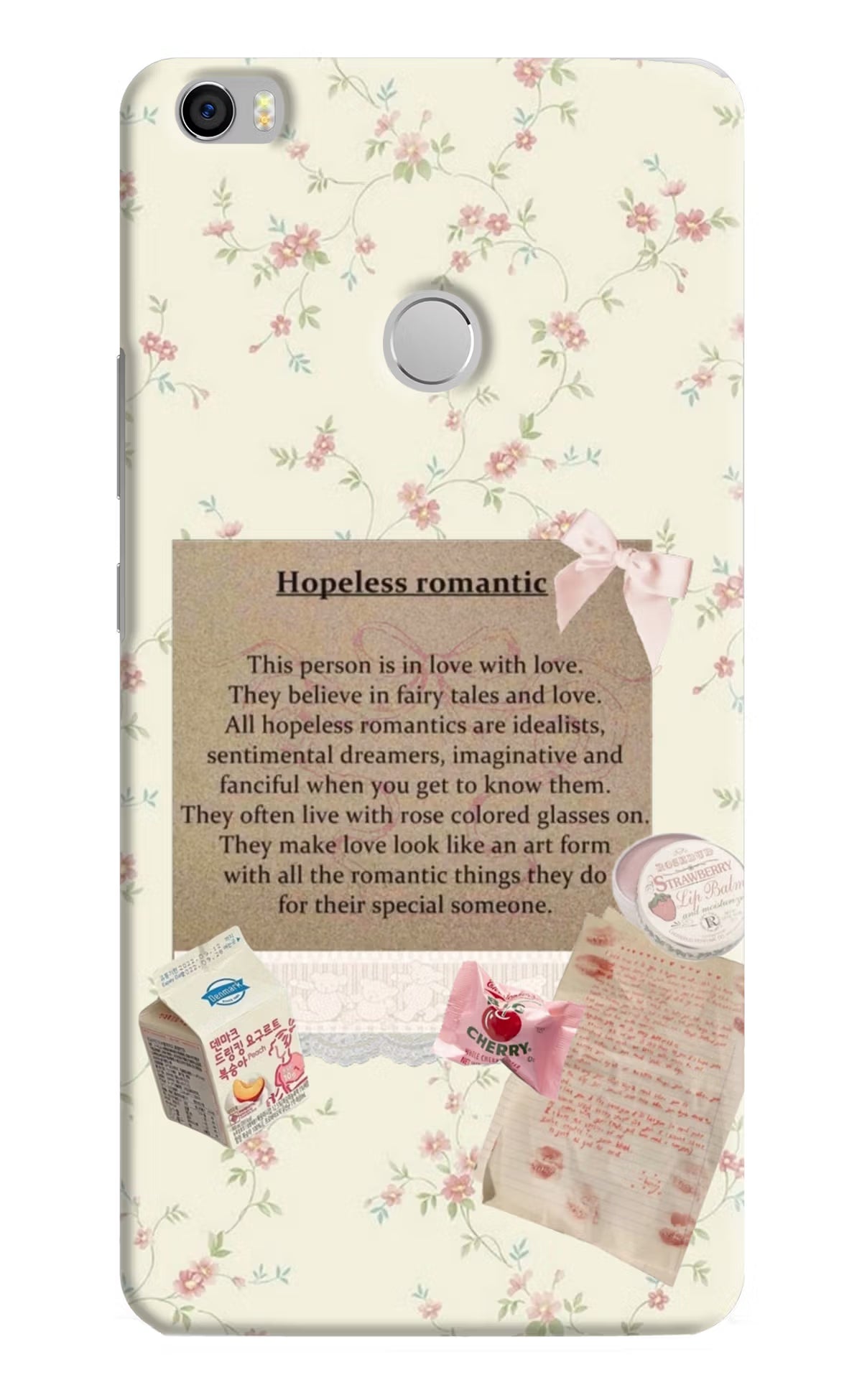 Hopeless Romantic Mi Max Hard Case Back Cover by Casekaro