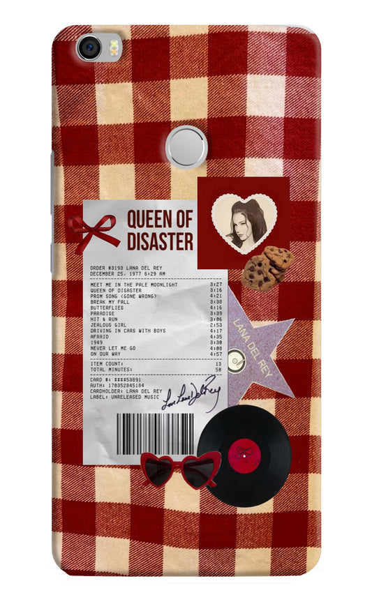 Queen of Disaster Mi Max Hard Case Back Cover by Casekaro