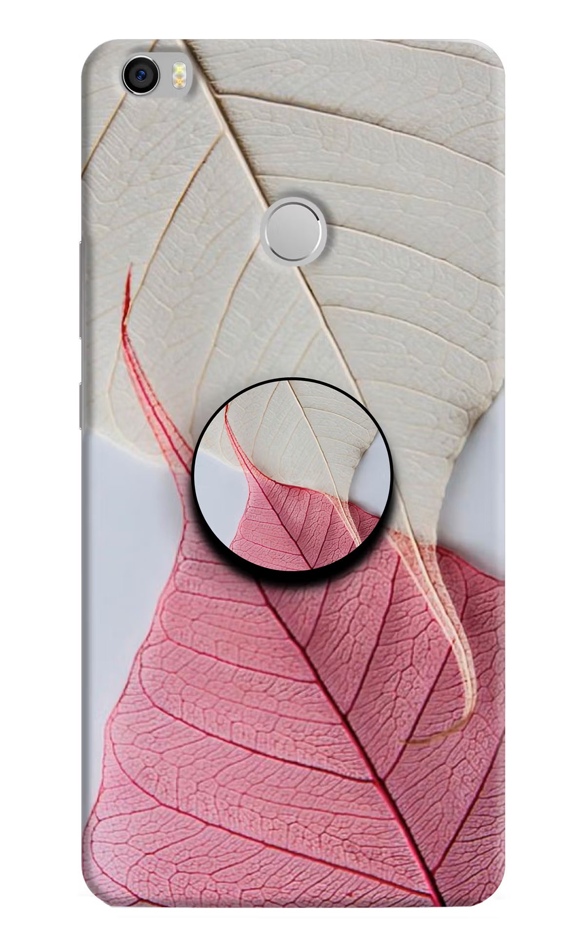 White Pink Leaf Mi Max Pop Case by Casekaro