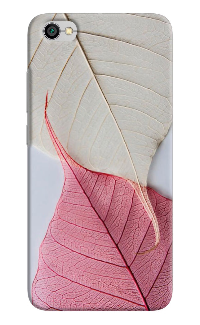 White Pink Leaf Redmi Y1 Lite Hard Case Back Cover by Casekaro