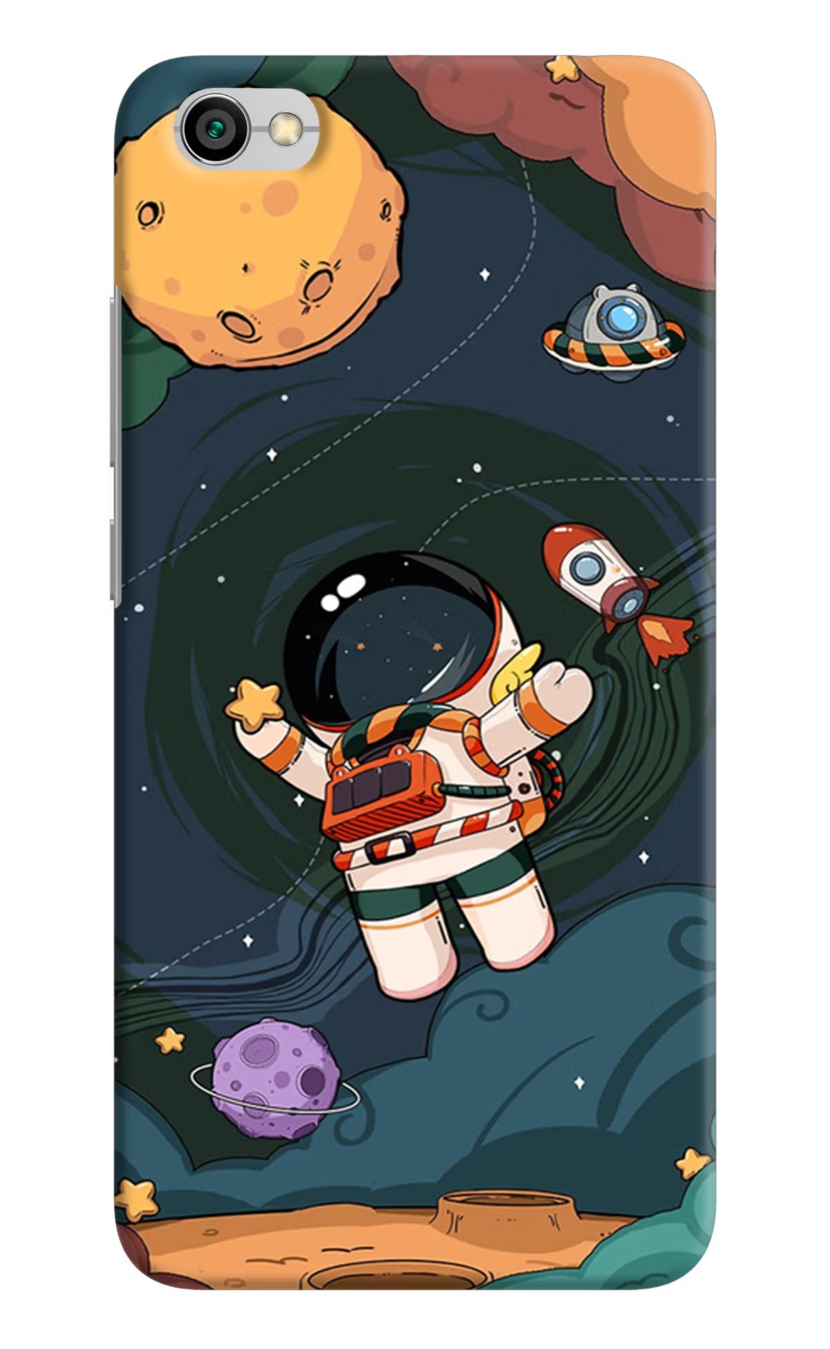 Cartoon Astronaut Redmi Y1 Lite Hard Case Back Cover by Casekaro
