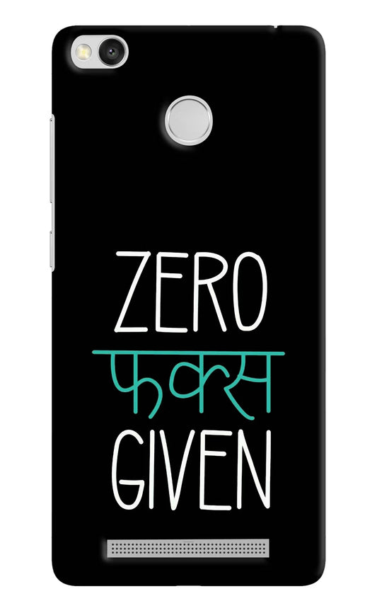 Zero Fucks Given Redmi 3S Prime Hard Case Back Cover by Casekaro