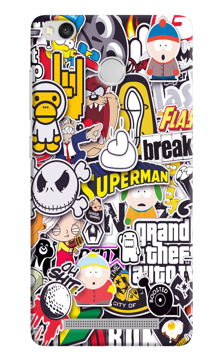 Sticker Bomb Redmi 3S Prime Back Cover, Hard case