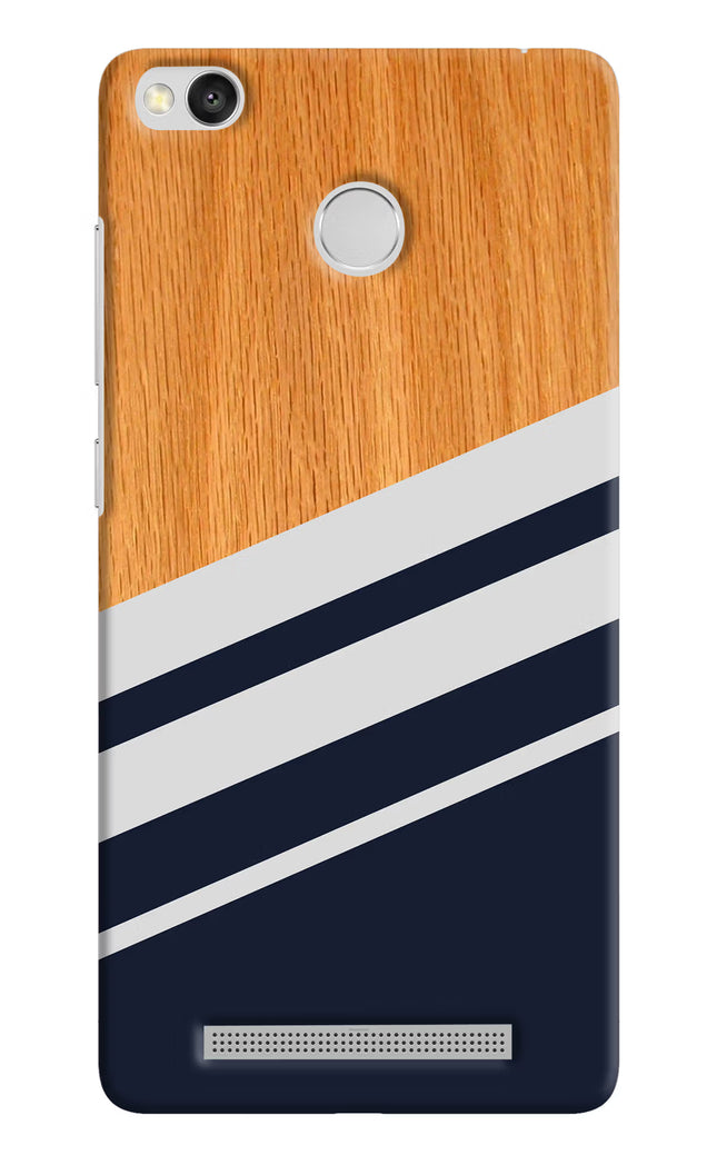Blue and white wooden Redmi 3S Prime Hard Case Back Cover by Casekaro