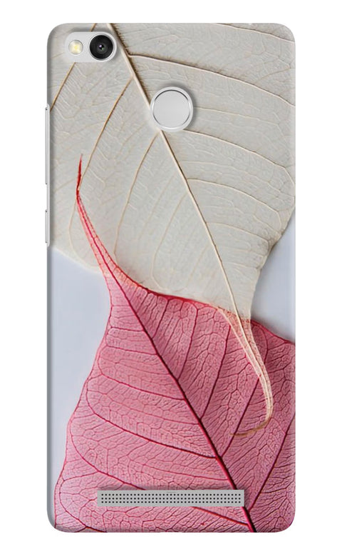 White Pink Leaf Redmi 3S Prime Back Cover