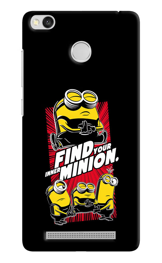 Find your inner Minion Redmi 3S Prime Hard Case Back Cover by Casekaro