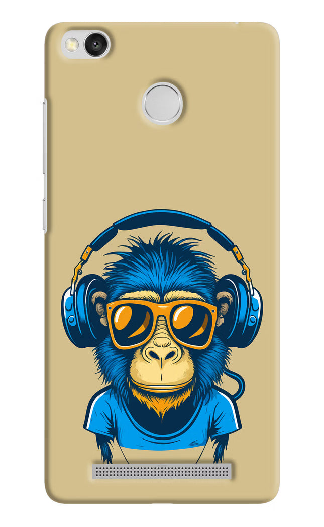 Monkey Headphone Redmi 3S Prime Hard Case Back Cover by Casekaro