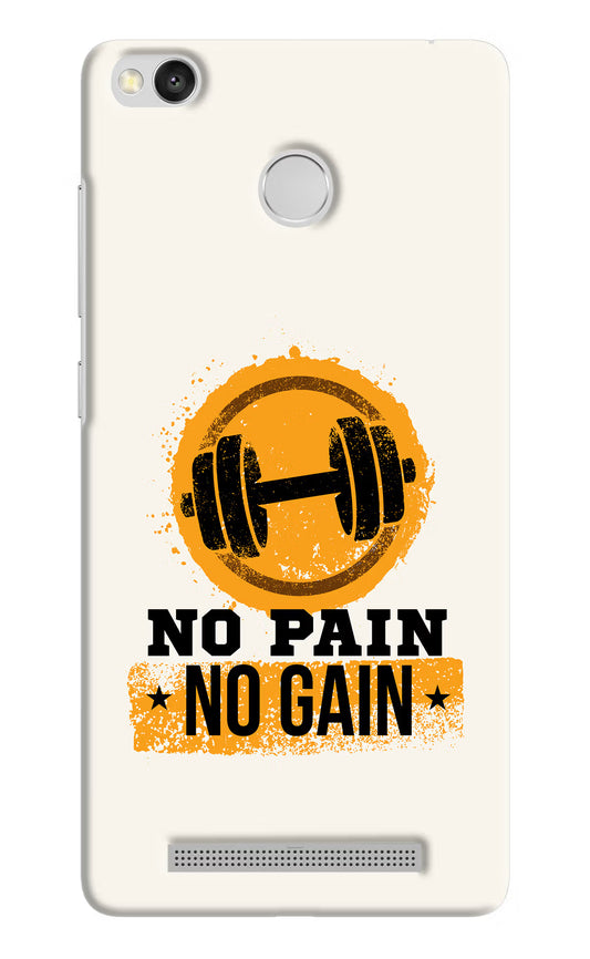 No Pain No Gain Redmi 3S Prime Hard Case Back Cover by Casekaro