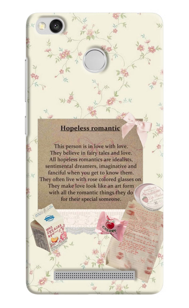 Hopeless Romantic Redmi 3S Prime Hard Case Back Cover by Casekaro
