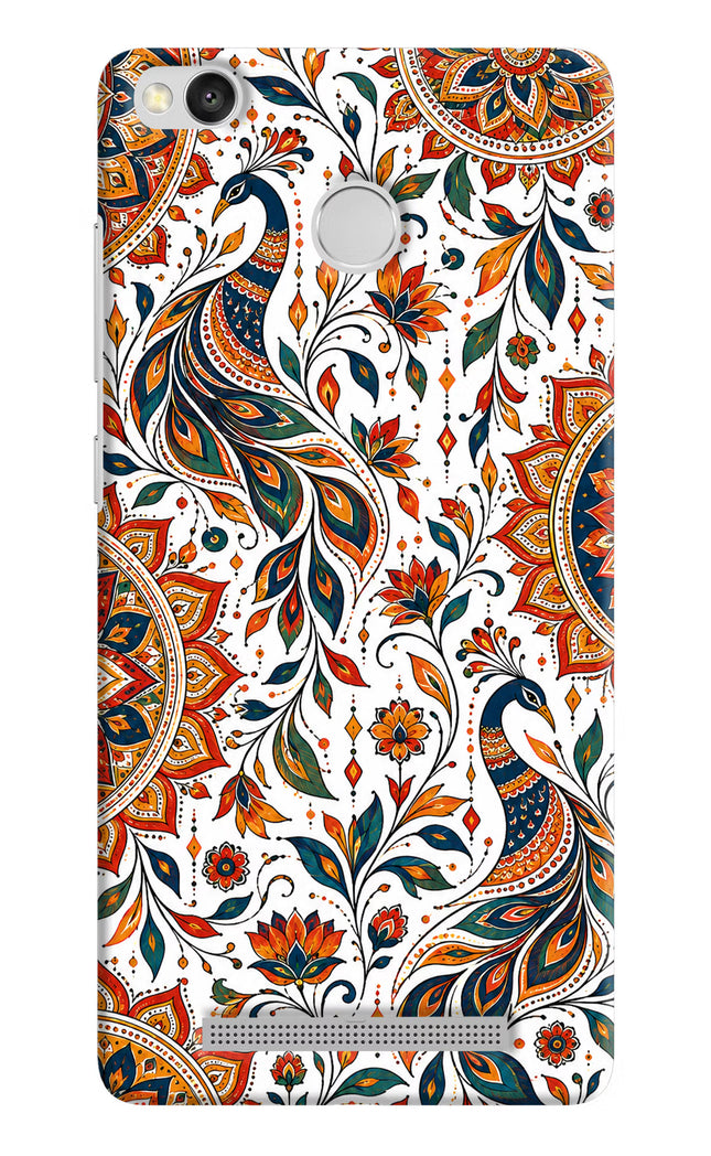 White Mayura Redmi 3S Prime Hard Case Back Cover by Casekaro
