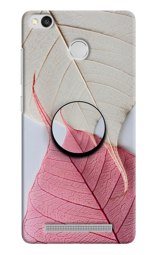 White Pink Leaf Redmi 3S Prime Pop Case by Casekaro