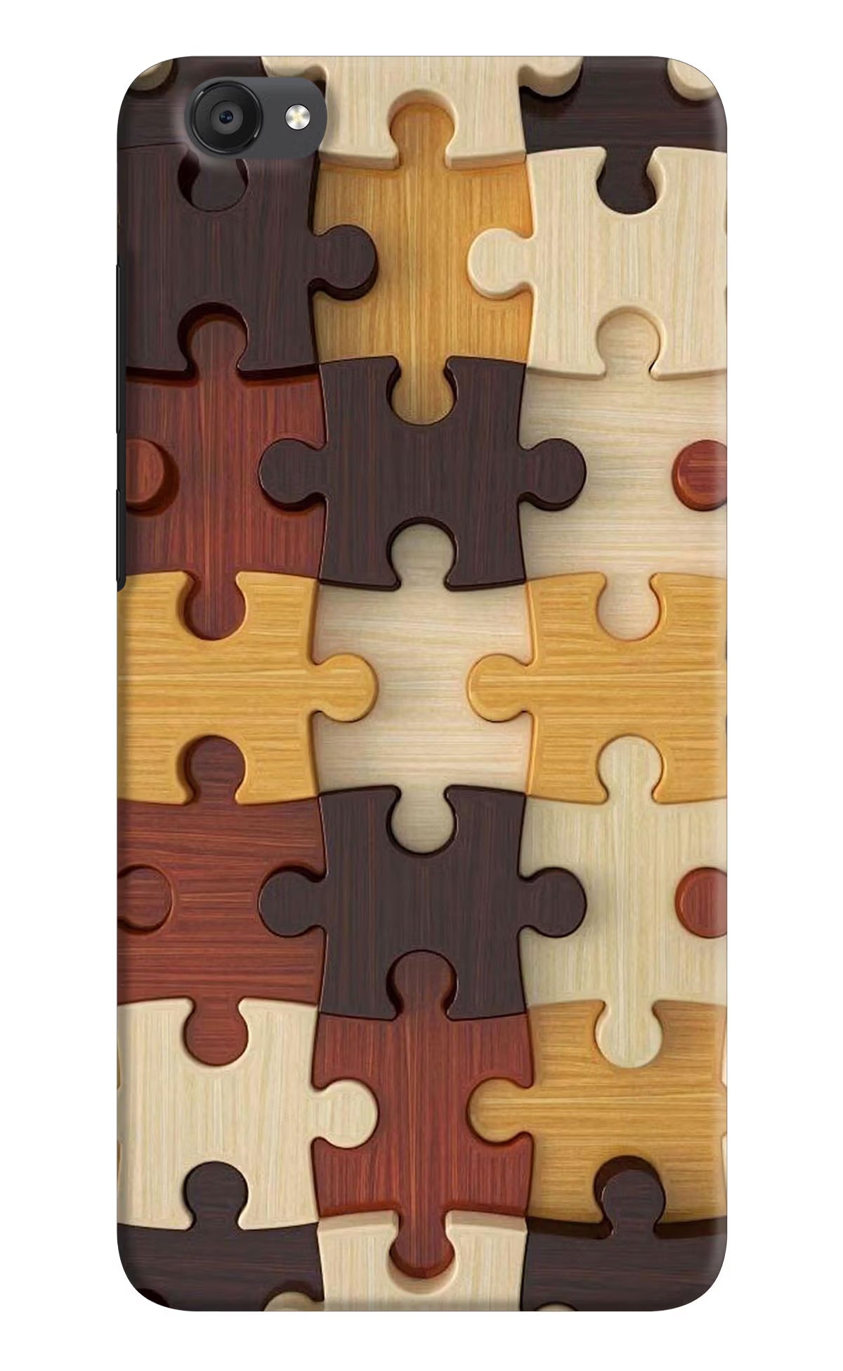 Wooden Puzzle Vivo Y55s Hard Case Back Cover by Casekaro