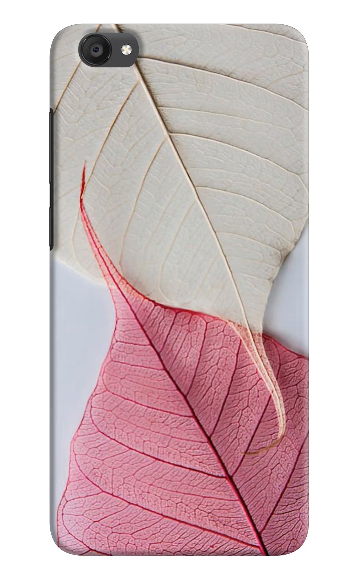 White Pink Leaf Vivo Y55s Hard Case Back Cover by Casekaro