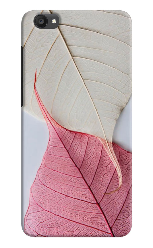 White Pink Leaf Vivo Y55s Hard Case Back Cover by Casekaro