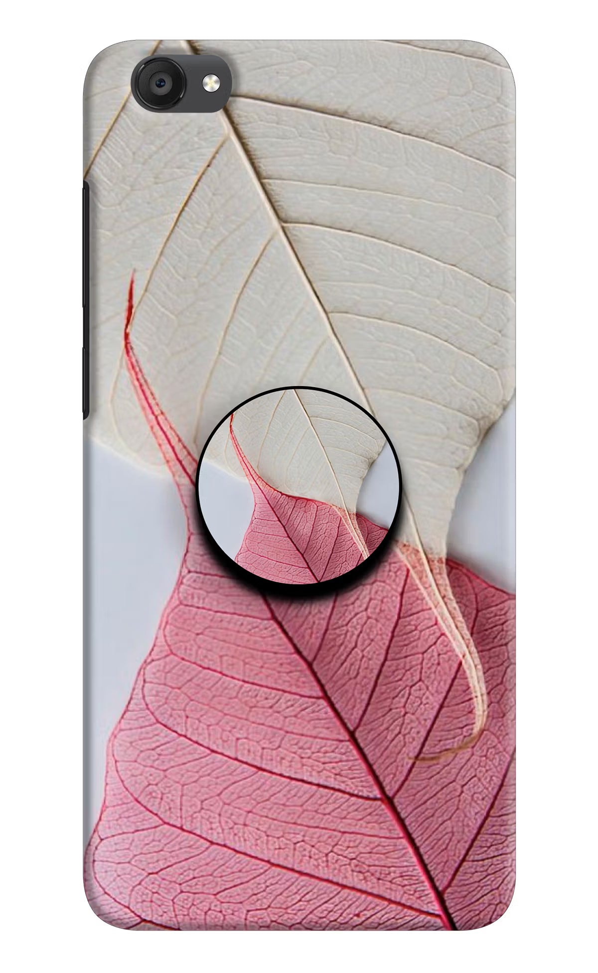 White Pink Leaf Vivo Y55s Pop Case by Casekaro