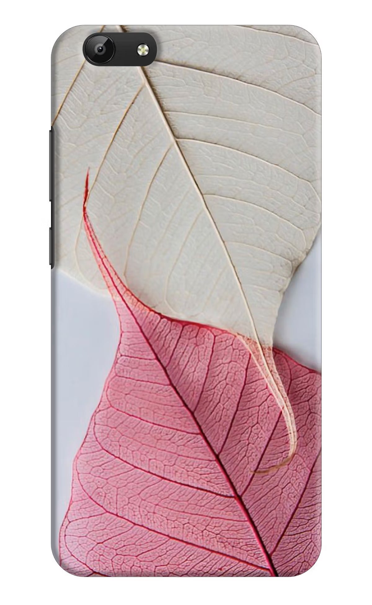 White Pink Leaf Vivo Y69 Hard Case Back Cover by Casekaro