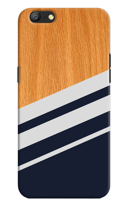 Blue and white wooden Oppo A57 Hard Case Back Cover by Casekaro