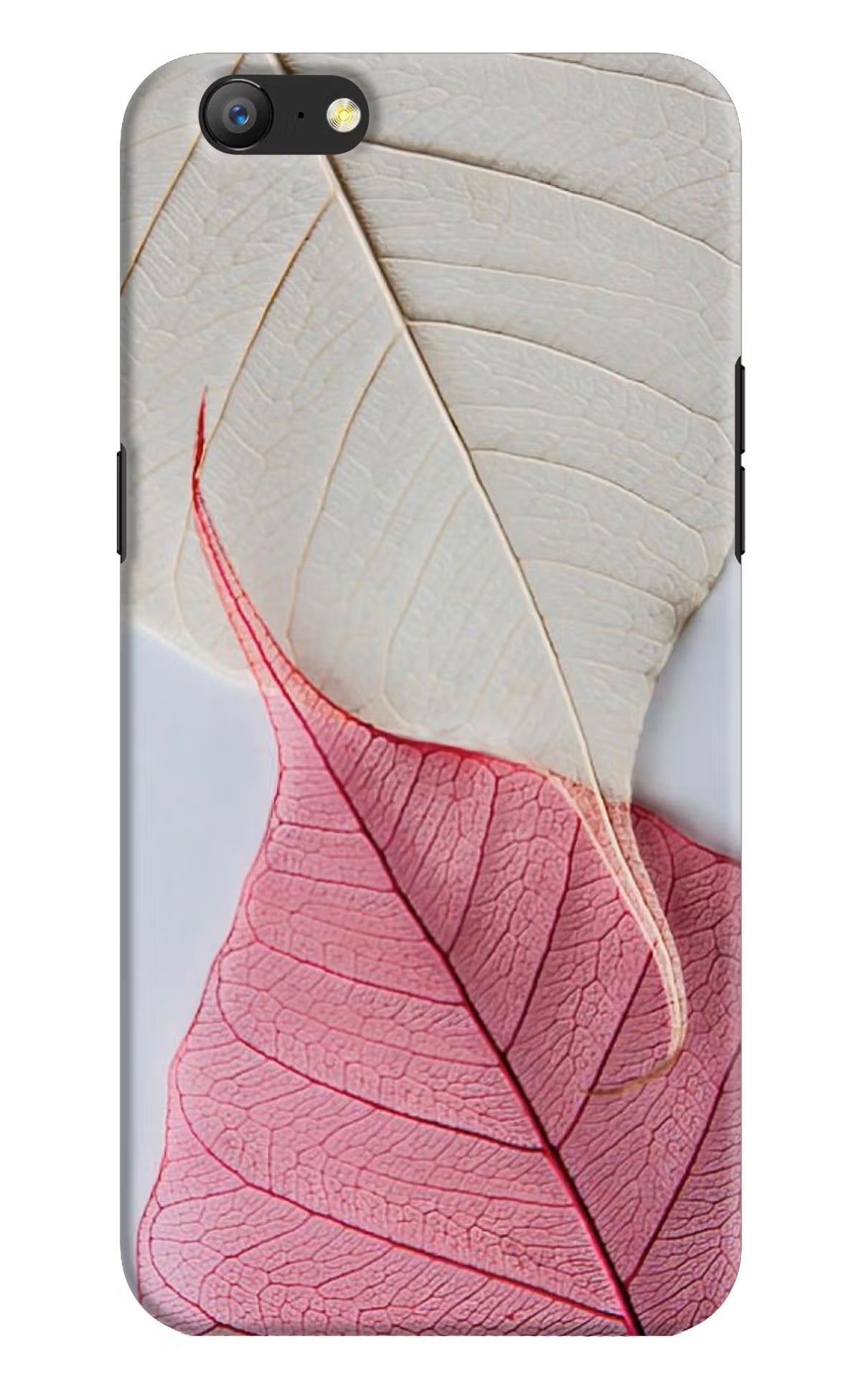 White Pink Leaf Oppo A57 Hard Case Back Cover by Casekaro