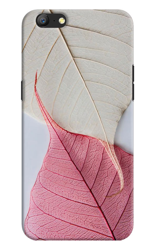 White Pink Leaf Oppo A57 Hard Case Back Cover by Casekaro