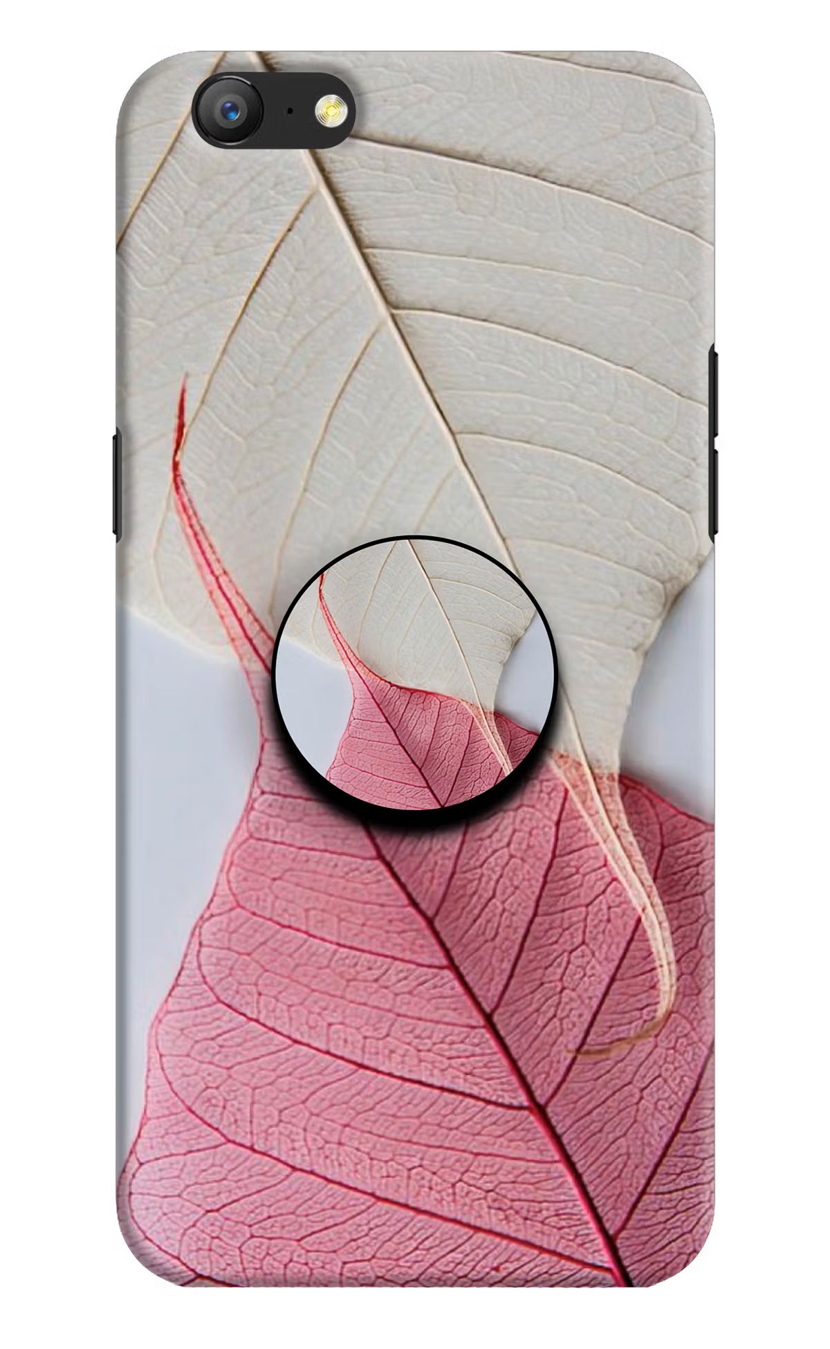 White Pink Leaf Oppo A57 Pop Case by Casekaro