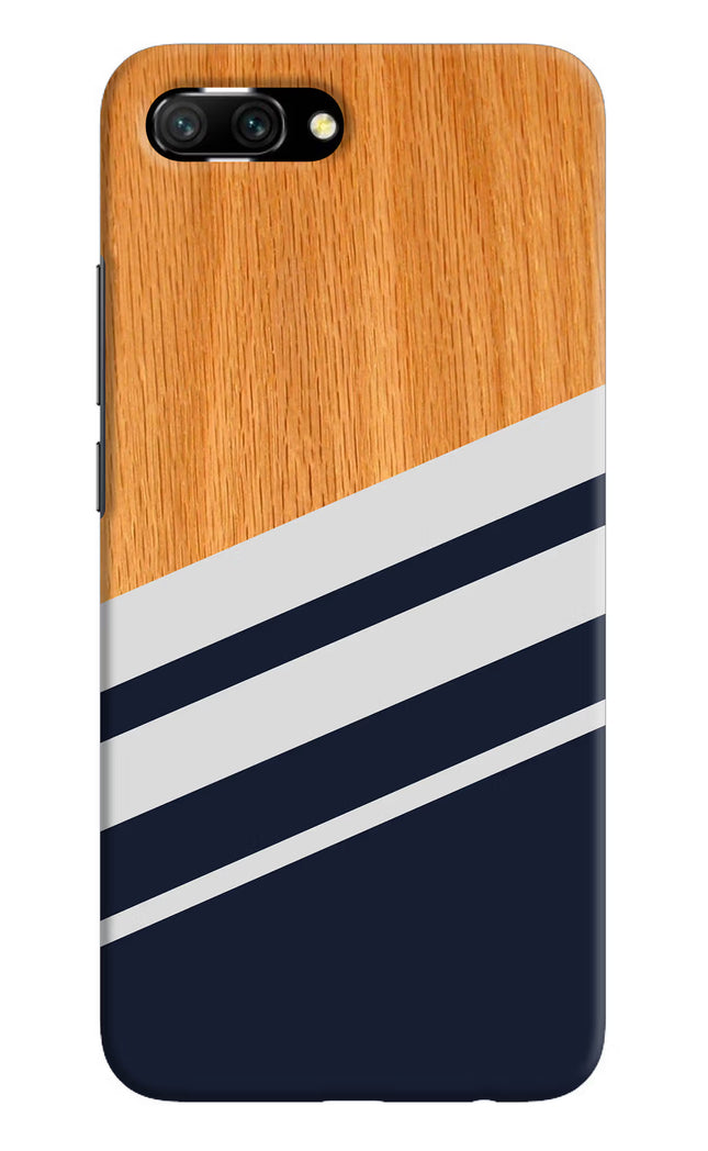 Blue and white wooden Honor 10 Hard Case Back Cover by Casekaro