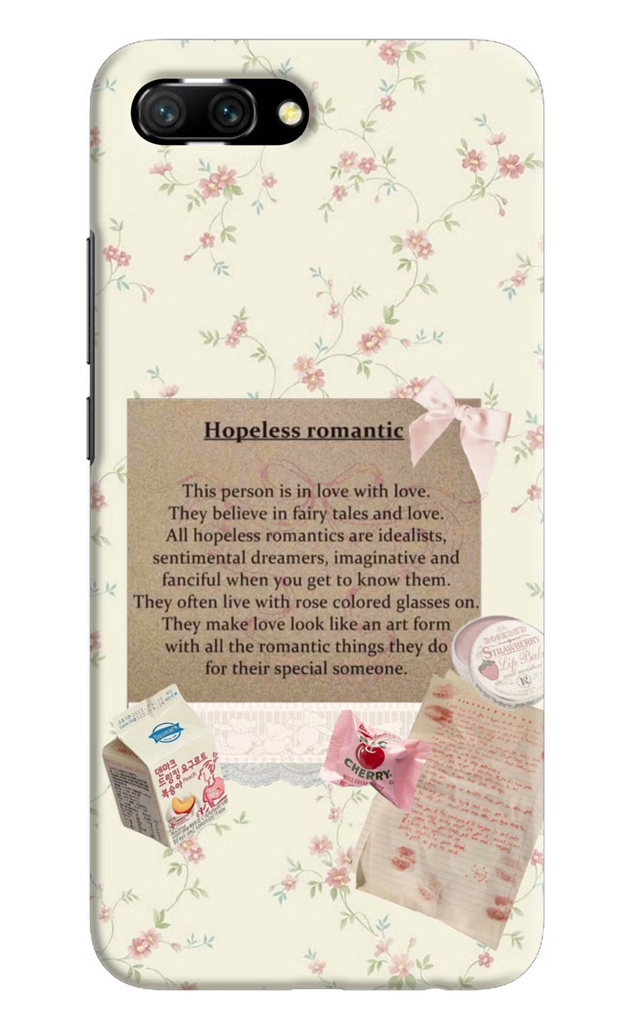 Hopeless Romantic Honor 10 Back Cover, Hard case