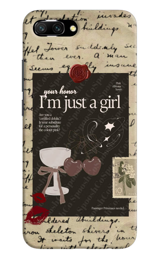 I am just a girl Honor 10 Hard Case Back Cover by Casekaro