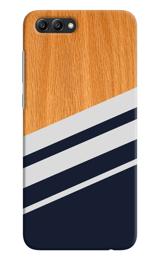 Blue and white wooden Honor View 10 Hard Case Back Cover by Casekaro