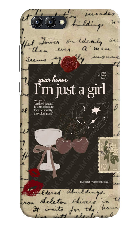 I am just a girl Honor View 10 Hard Case Back Cover by Casekaro