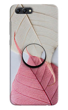 White Pink Leaf Honor View 10 Pop Case by Casekaro