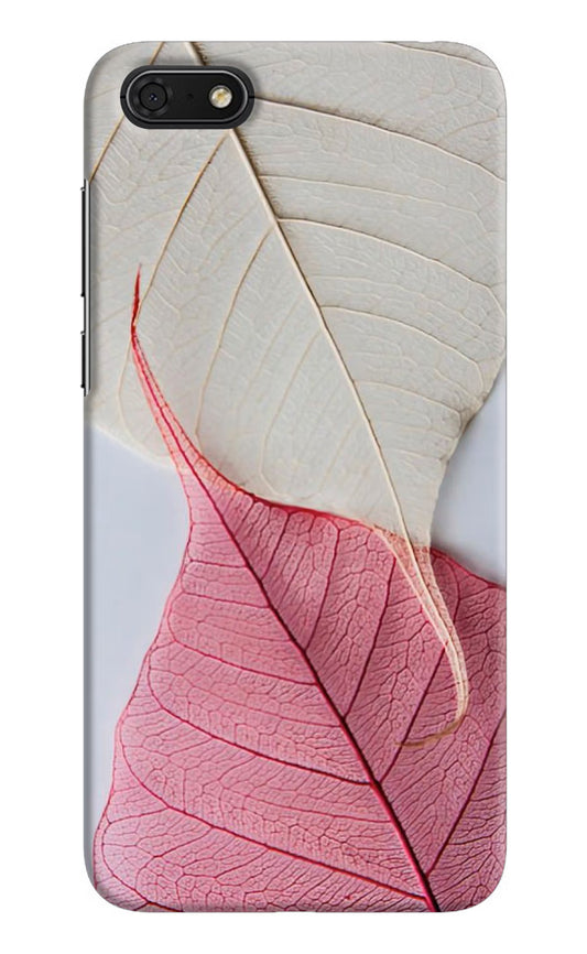 White Pink Leaf Honor 7S Hard Case Back Cover by Casekaro