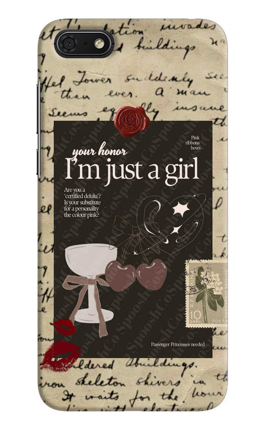 I am just a girl Honor 7S Hard Case Back Cover by Casekaro