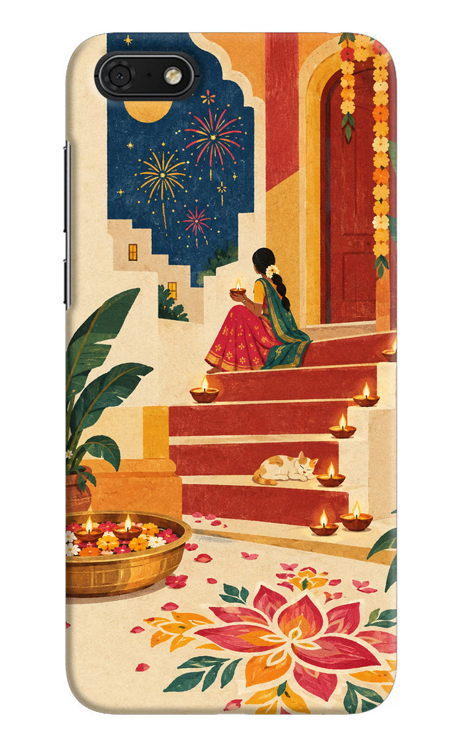 Diwali Rangoli Honor 7S Hard Case Back Cover by Casekaro