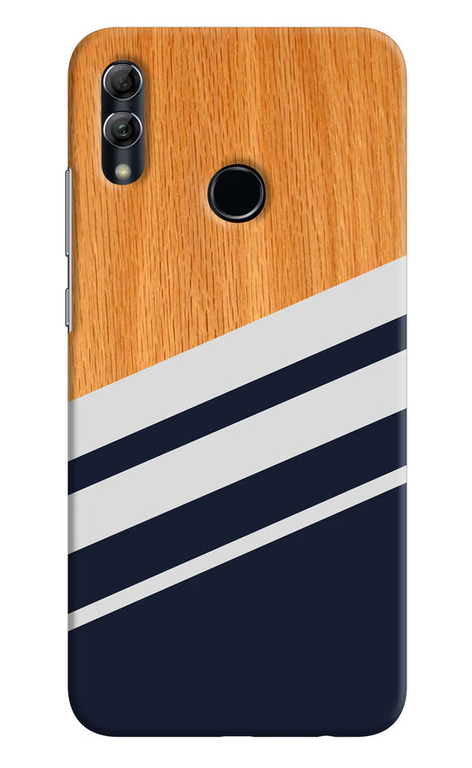 Blue and white wooden Honor 10 Lite Hard Case Back Cover by Casekaro