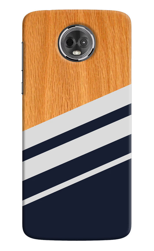 Blue and white wooden Moto E5 Plus Hard Case Back Cover by Casekaro