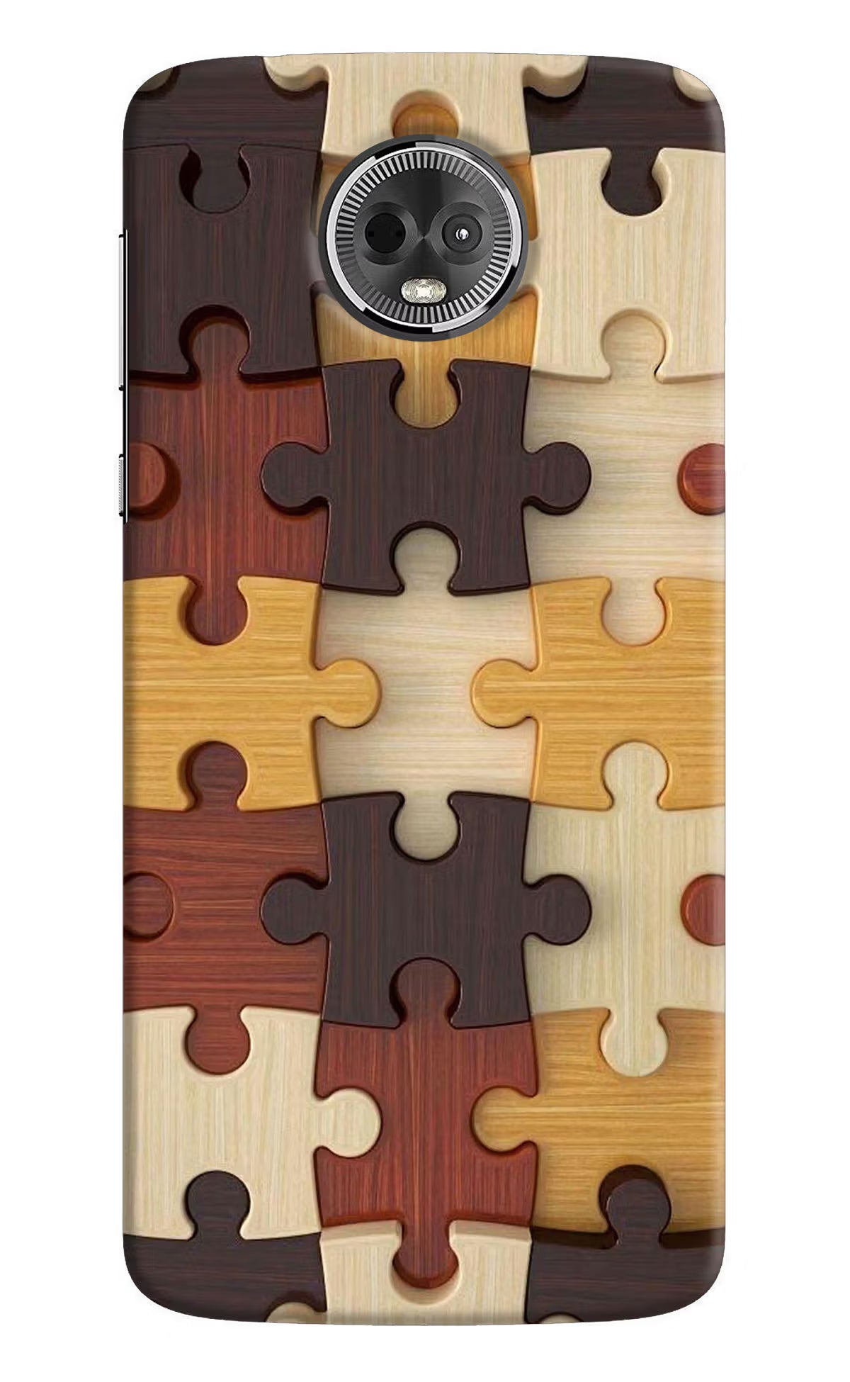 Wooden Puzzle Moto E5 Plus Hard Case Back Cover by Casekaro