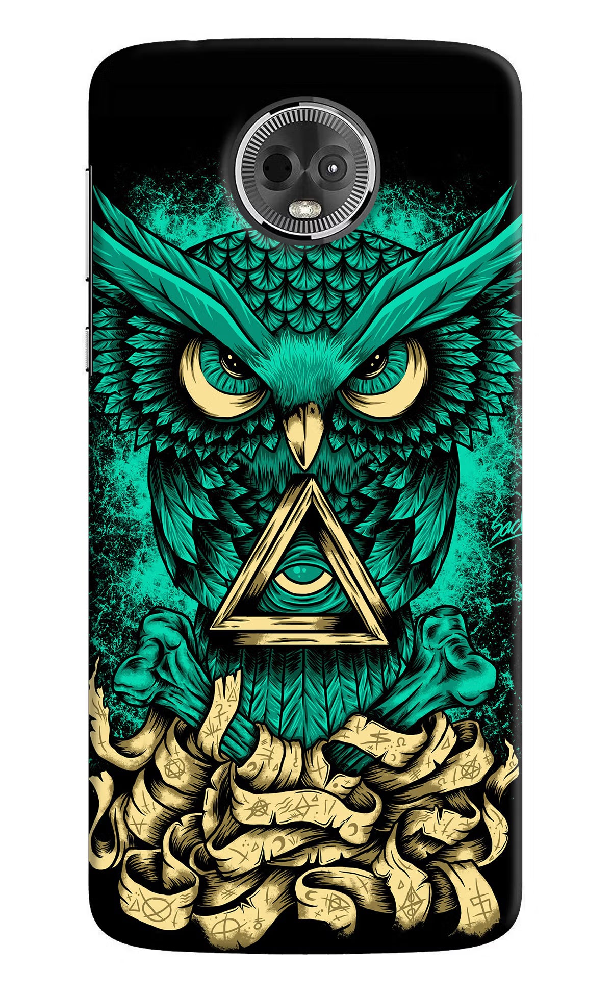 Green Owl Moto E5 Plus Hard Case Back Cover by Casekaro