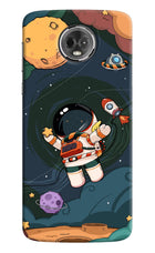 Cartoon Astronaut Moto E5 Plus Hard Case Back Cover by Casekaro