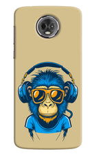 Monkey Headphone Moto E5 Plus Hard Case Back Cover by Casekaro