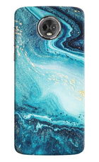 Blue Glitter Marble Moto E5 Plus Hard Case Back Cover by Casekaro