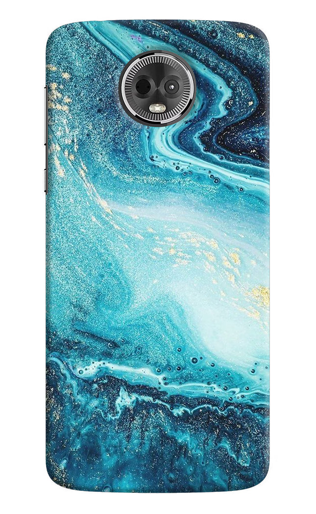 Blue Glitter Marble Moto E5 Plus Hard Case Back Cover by Casekaro