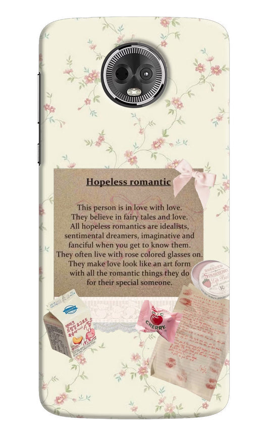 Hopeless Romantic Moto E5 Plus Hard Case Back Cover by Casekaro