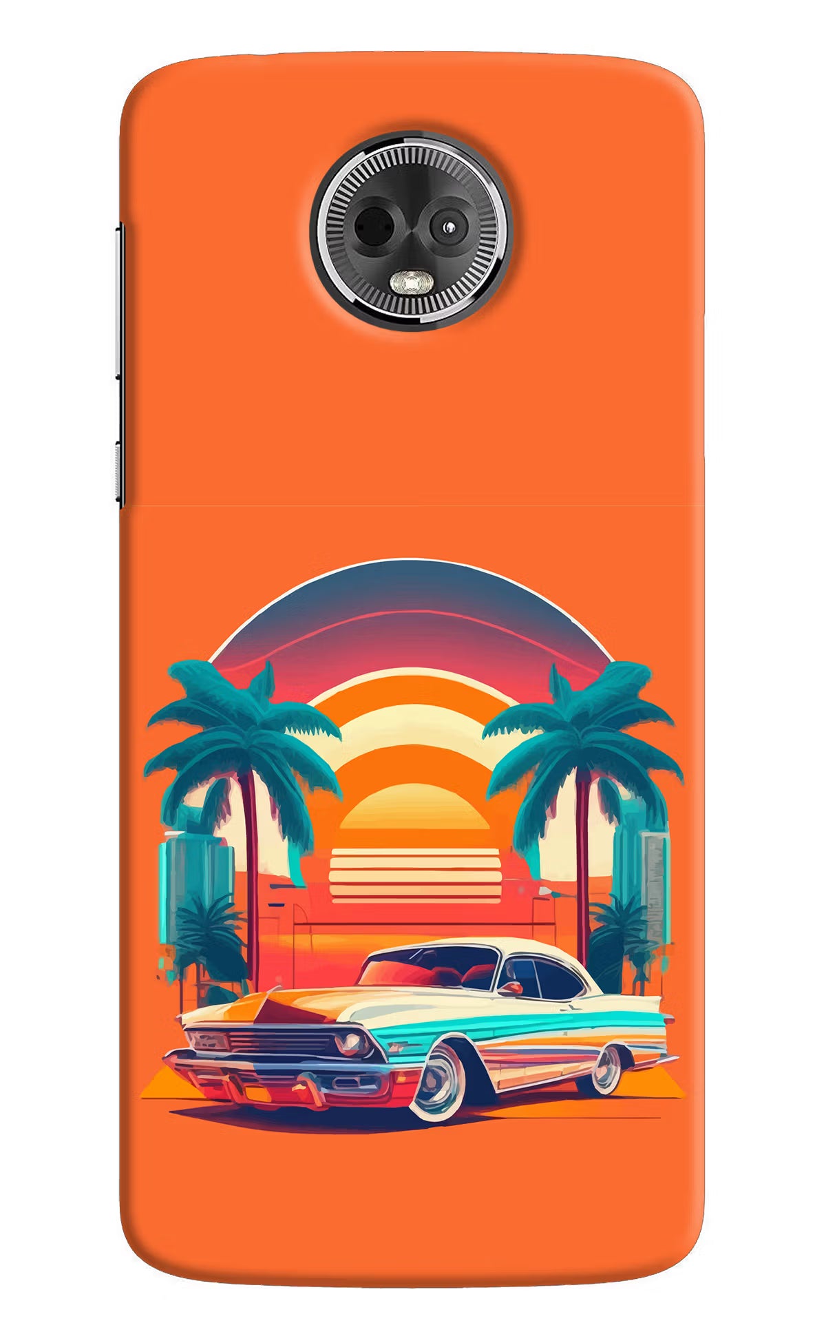 Palm Drive 80s Moto E5 Plus Hard Case Back Cover by Casekaro