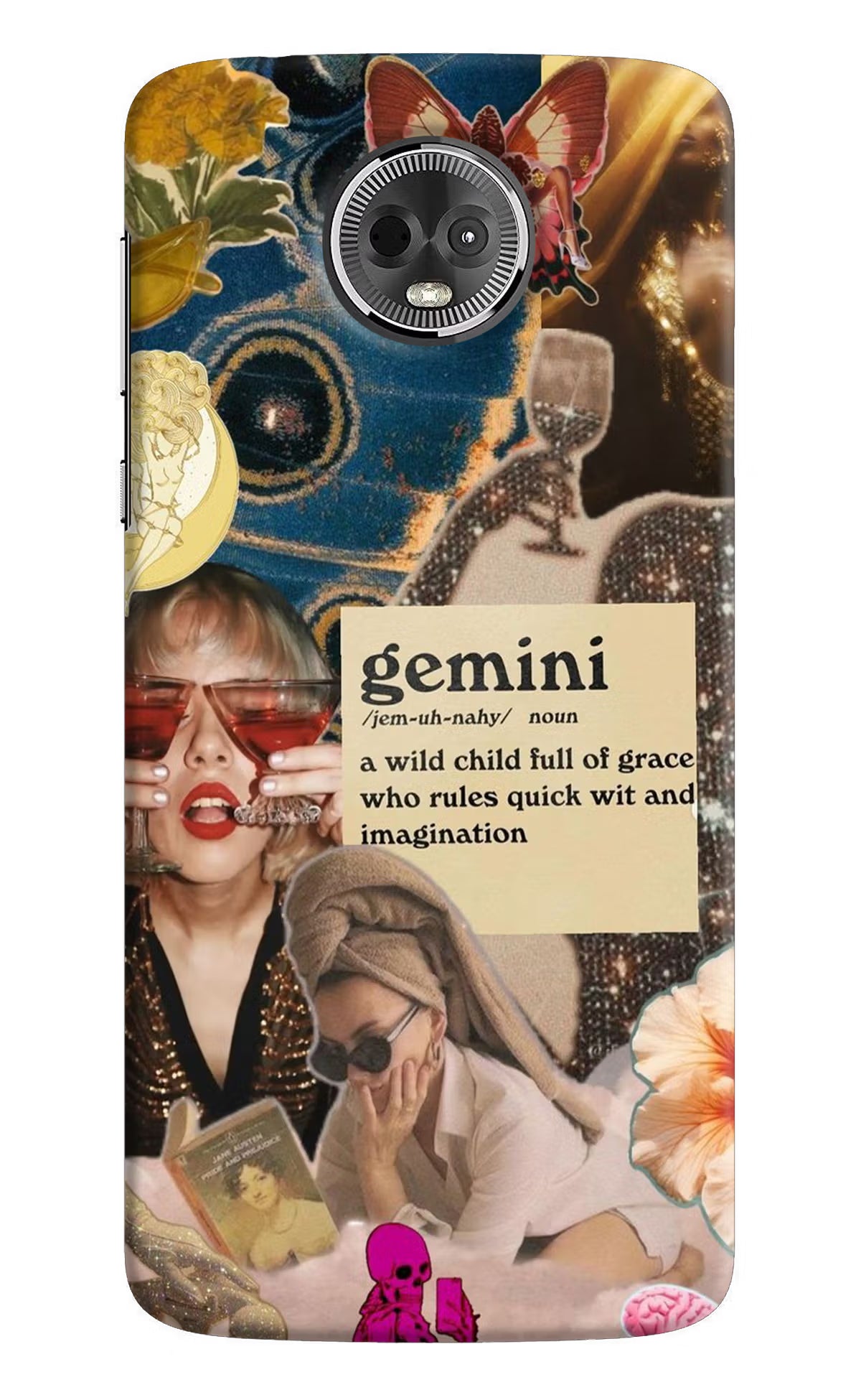 Gemini Zodiac Moto E5 Plus Hard Case Back Cover by Casekaro
