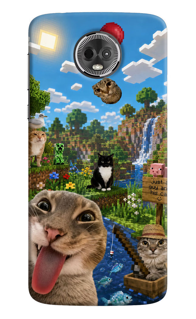 Minecraft Cat Chaos Moto E5 Plus Hard Case Back Cover by Casekaro